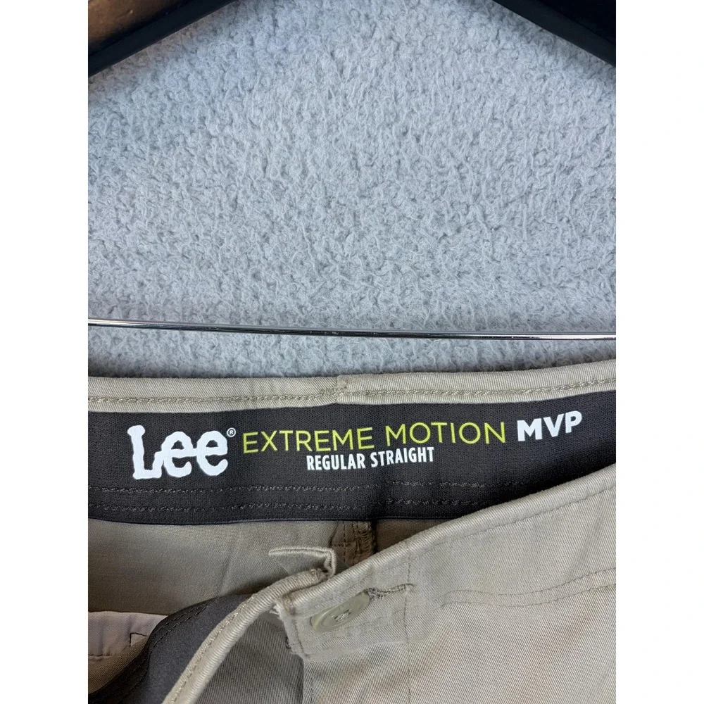 Lee Pants Mens 36x30 Beige Extreme Motion MVP Regular Straight Stretch Chino New